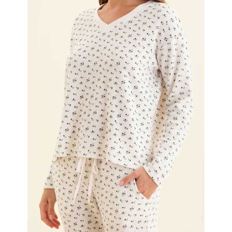 Papinelle Super Soft Waffle V-Neck Ls Top & Jogger image number 2